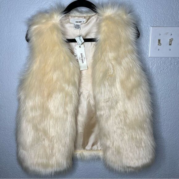 New! Sans Souci Faux Fur Cream White Women’s Vest Size M Bohemian, Cowgirl - Picture 2 of 14